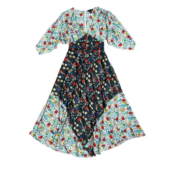 Topshop Idol Mixed Print Midi Dress size 6 - Picture 1 of 15